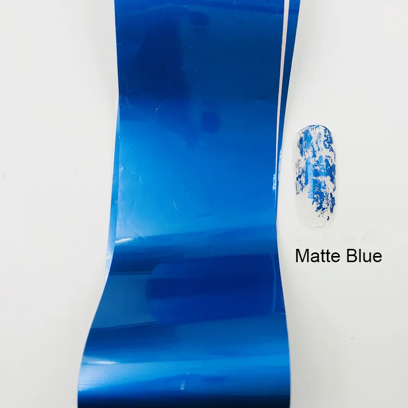 blue Матовая Фольга для ногтей переводная звездное небо 4*100 см розовые, золотые, серебряные, синие наклейки для дизайна ногтей и Переводные картинки для украшения ногтей своими руками - Цвет: blue