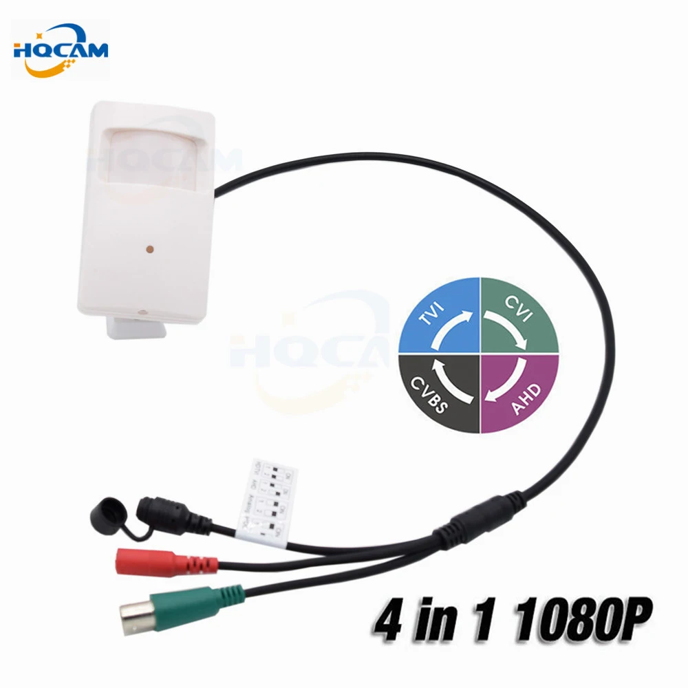 HQCAM мини AHD камера 2MP 1080P 4 в 1 AHD/CVI/TVI/CVBS для внутреннего видеонаблюдения OSD DIP