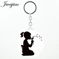 jweijiao new summer girl dandelion outline pictures diy art keyholder espejo de maquillaje round purse mirror dd33
