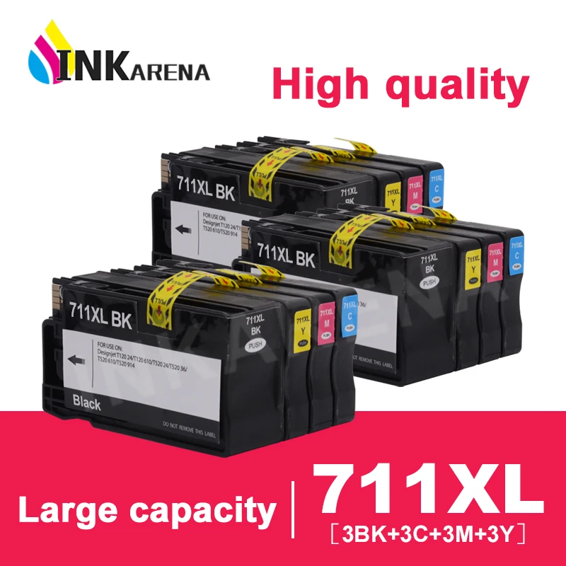 

INKARENA 711 711XL Ink Cartridge Compatible For HP DesignJet T120 T520 Printer ( CZ133A CZ130Z CZ131A CZ132A) 711 XL Cartridges