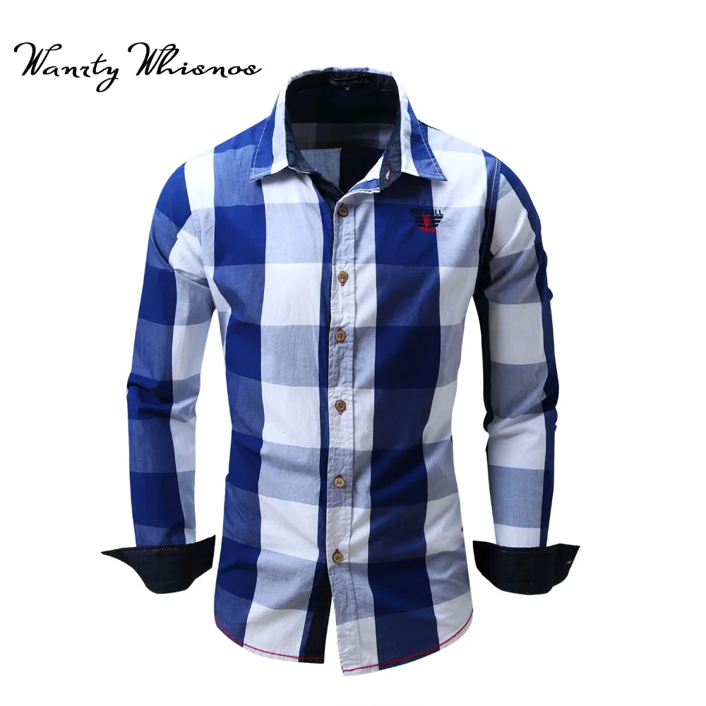 Мужская брендовая рубашка из 2018 хлопка с длинным рукавом мужские классические