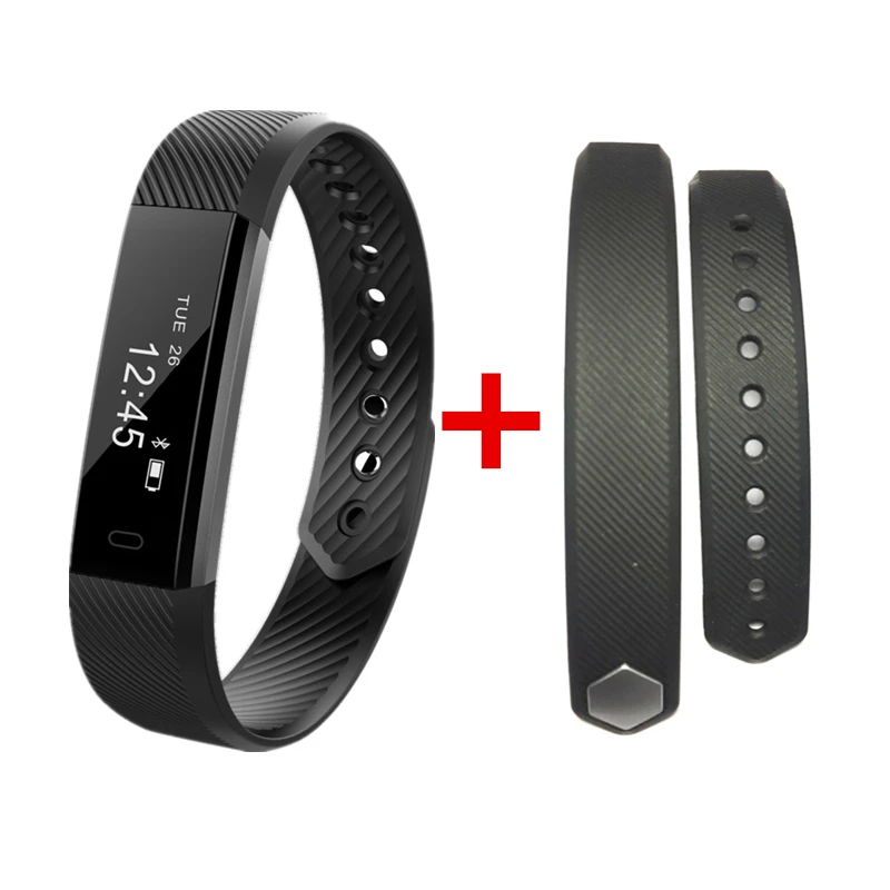Black add black band ID115 умный Браслет, фитнес-трекер для сна, будильник, шагомер, браслет для IOS, Android, pk, Fitbits, Smartband - Цвет: Black add black band