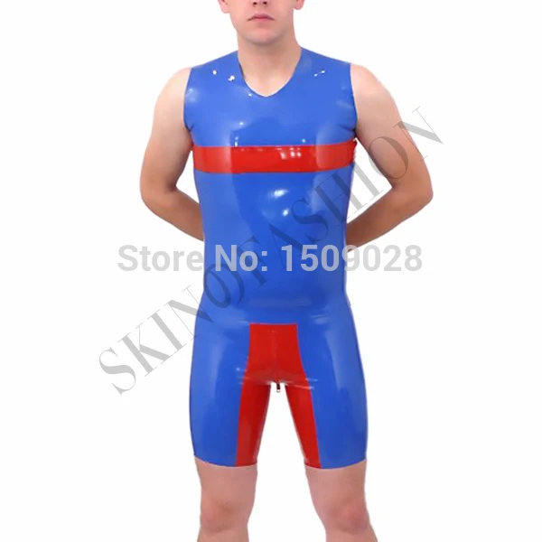 Бесплатная Доставка! Крутые латексные Бермуды для мужчин Боди без рукавов |