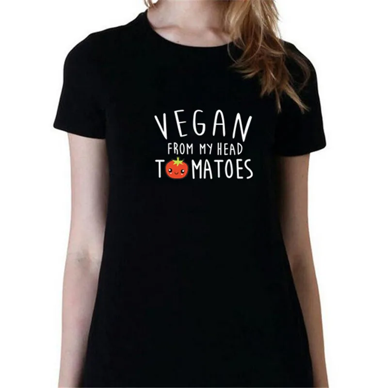 Дизайн Женская футболка с принтом Vegan от My Head Tomatoes Top Tee
