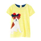 Новая летняя детская одежда Little Maven, желтые вязаные хлопковые платья для девочек 1-6 лет с коротким рукавом и цветочной аппликацией, с круглым вырезом