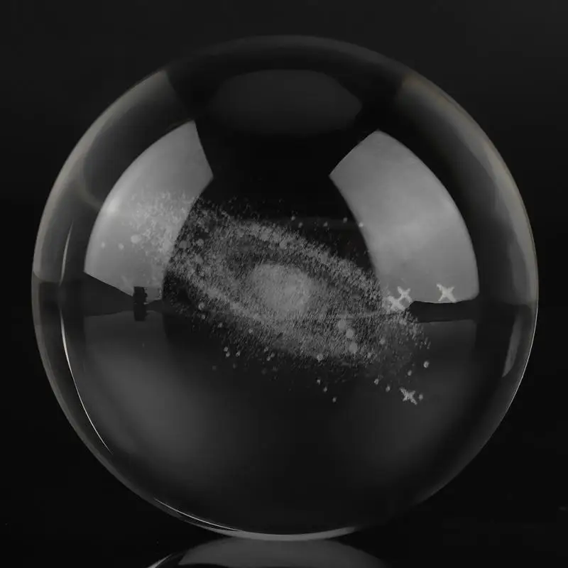 8 см прозрачный 3D Galaxy солнечная система хрустальный шар Лазерная Гравировка Ремесло Декор миниатюрная стеклянная сфера украшение для дома и офиса - Цвет: Galaxy Style