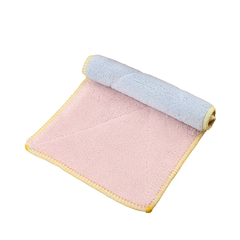 Blue Pink Абсолютно новые высококачественные двухсторонние полотенца для посуды из микрофибры уплотненная ткань блюдо антипригарное масло абсорбент кухонные полотенца - Цвет: Blue Pink