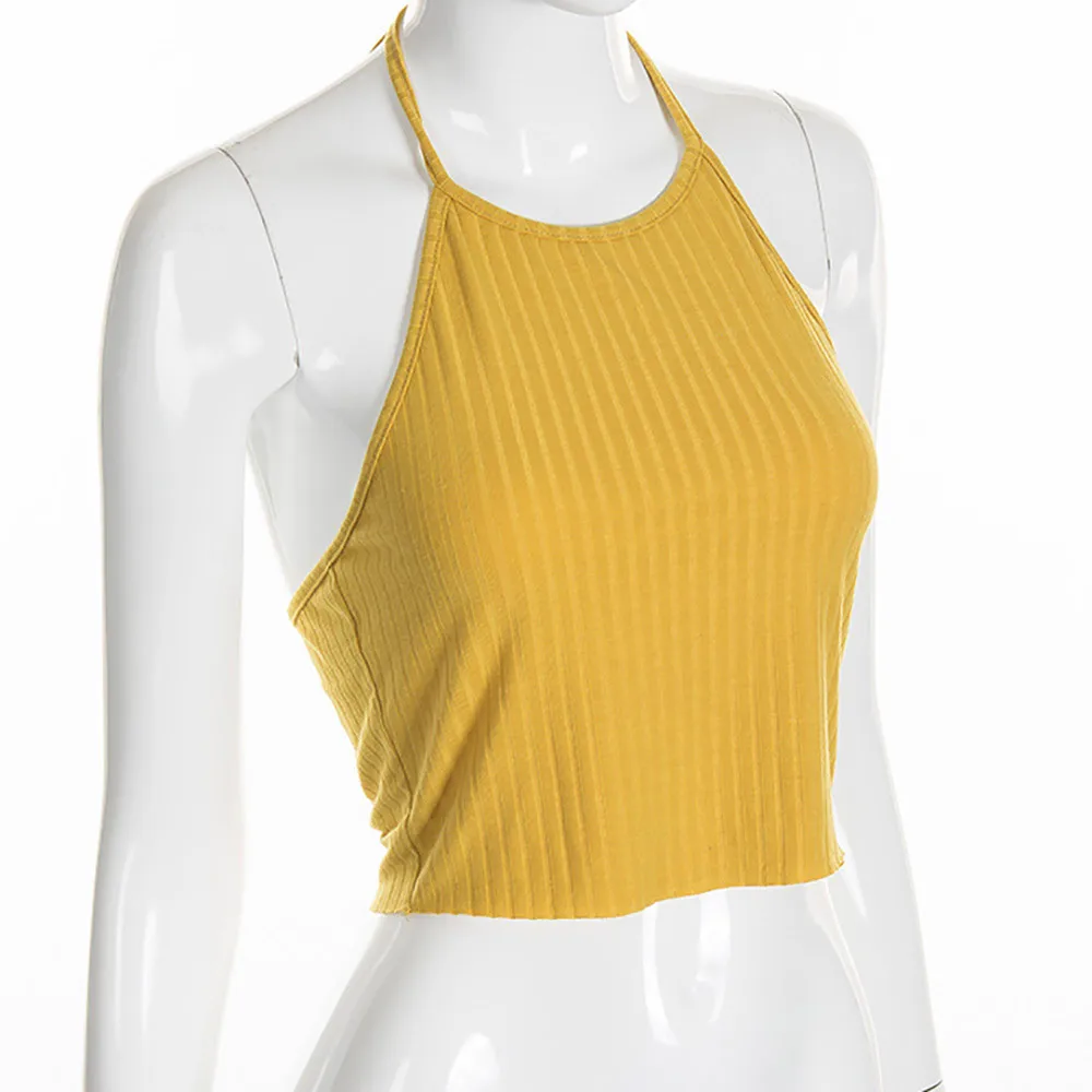 Женский сексуальный жилет без рукавов с лямками повседневный однотонный