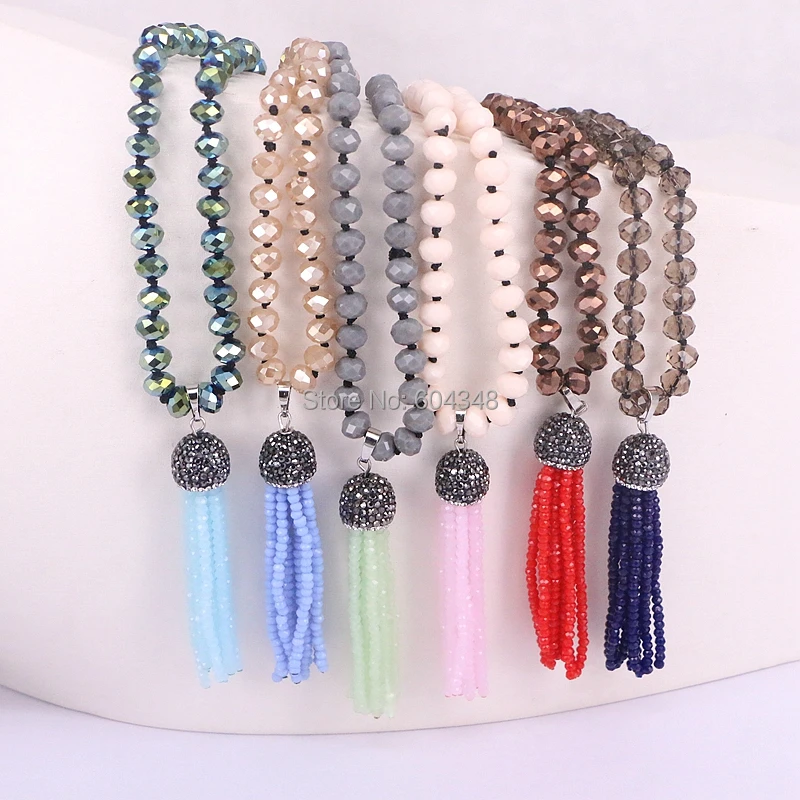 10 шт. модные ожерелья с подвеской в богемном стиле узлом и кристаллами кисточками
