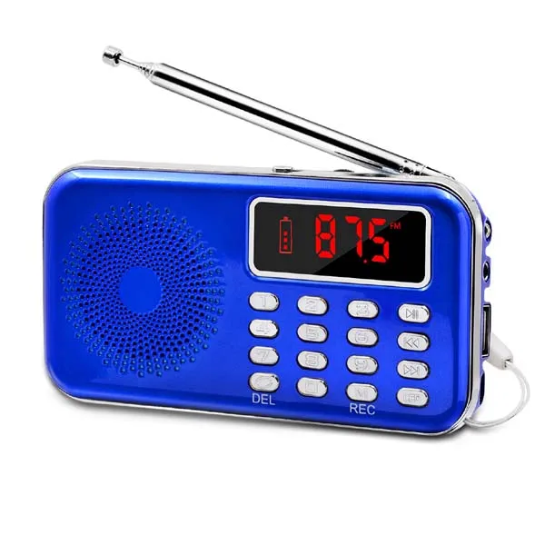 Lefon портативное мини-радио FM стерео приемник динамик рекордер MP3-плеер Поддержка TF SD карты USB AUX светодиодный дисплей фонарик - Цвет: Blue