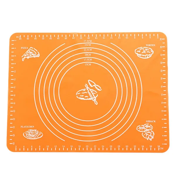 Orange Силиконовая доска для торта со шкалой, коврик для муки, инструмент для выпечки, многоразовый антипригарный коврик для выпечки, посуда для замеса теста, коврик для кухни Q4 - Цвет: Orange