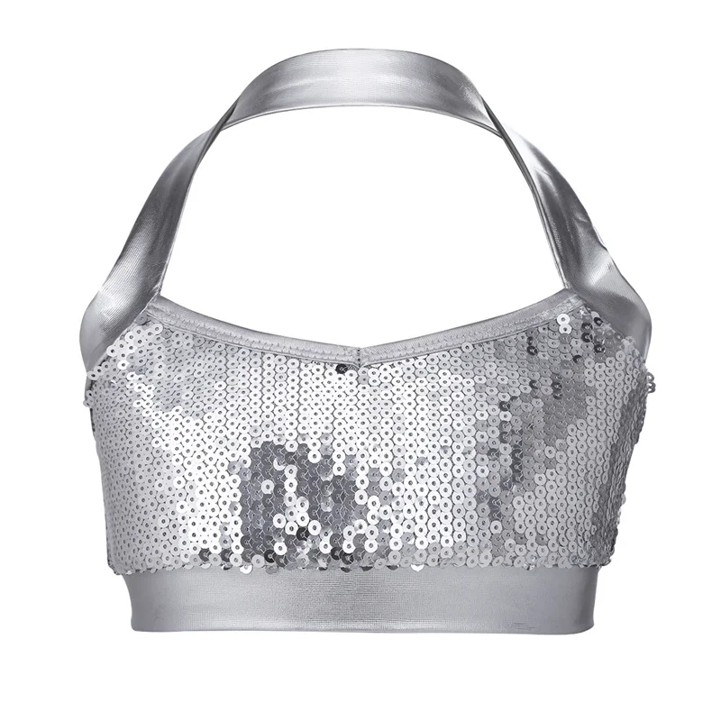 FEESHOW женский бюстгальтер с блестками и лямкой на шее для девочек 6 14 лет