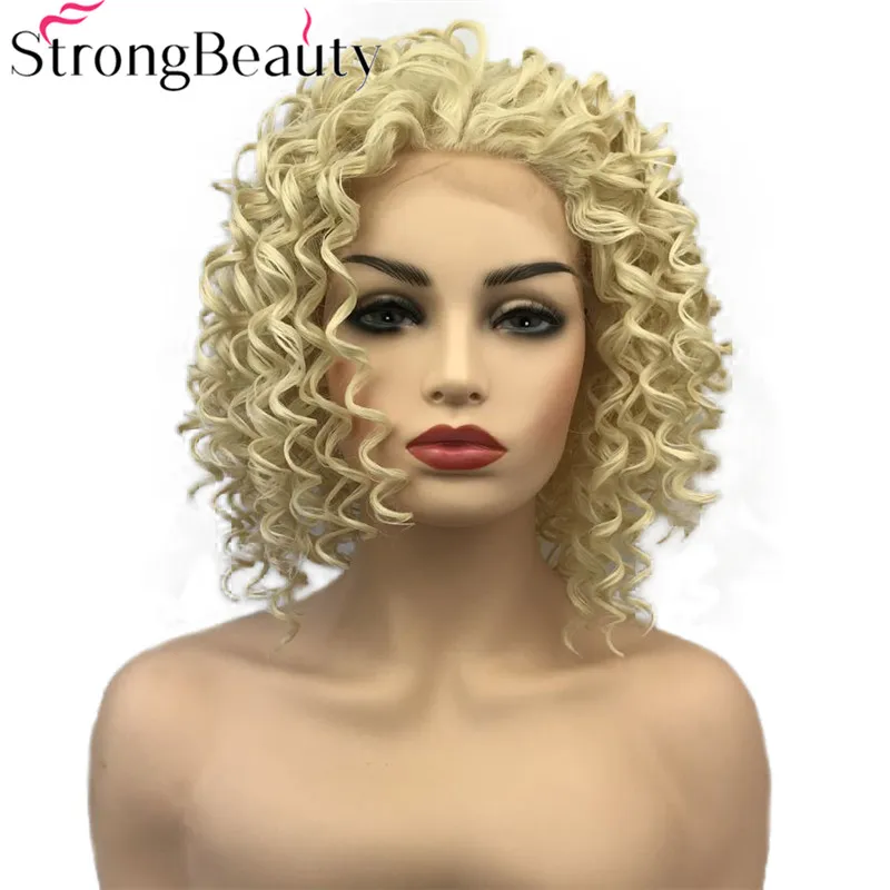Фронтальный парик StrongBeauty на сетке синтетические волосы кудрявые парики средней