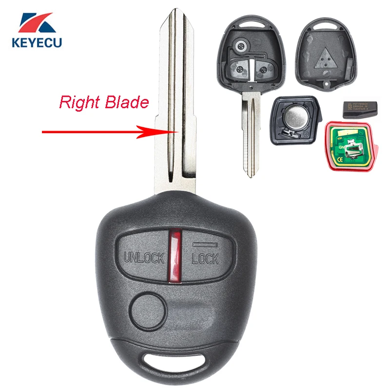 

KEYECU Replacement Remote Car Key Fob 3 Button 433MHz ID46 for Mitsubishi Lancer Outlander 2008-2013 Uncut Right Blade