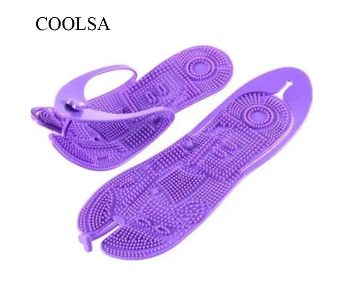 Purple COOLSA/мужские Нескользящие пляжные шлепанцы; однотонные слиперы для ванной; Переносные складывающиеся массажные тапочки для путешествий; мужские вьетнамки - Цвет: Purple