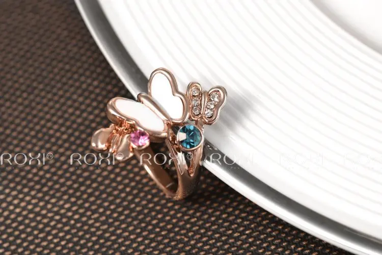 ROXI exquisite rose-gold plated butterfly mosaic rings fashion jewelrys factory price Chirstmas gift high quality hot | Украшения и