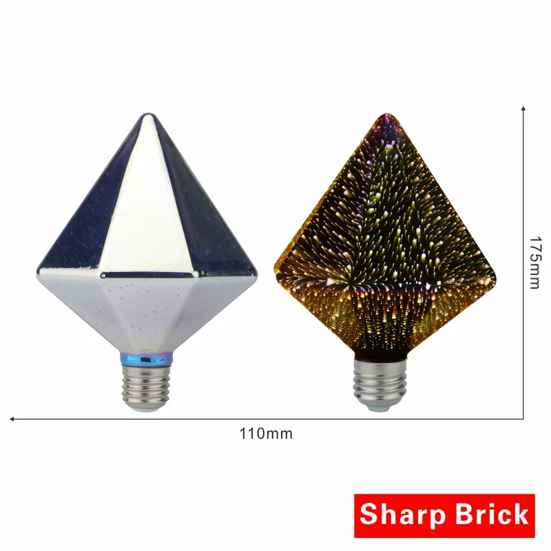 Sharp Brick LARZI 3D Светодиодная лампа звезда фейерверк E27 Винтаж Edison ночной Светильник 220V A60 ST64 G80 G95 G125 праздник новинка украшения светильник Инж - Испускаемый цвет: Sharp Brick