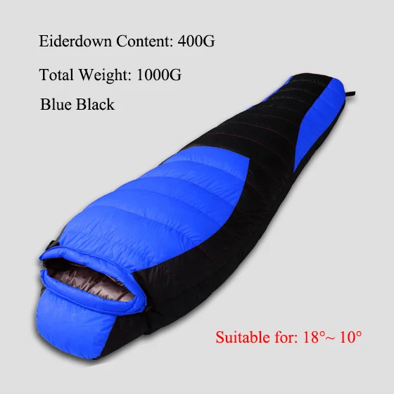 Blue Filling 400G WEST BIKING, сверхлегкий спальный мешок для мамы, зимний, осенний, удлиненный, утолщенный, для кемпинга, с белым утиным пухом, одиночный спальный мешок - Цвет: Blue Filling 400G
