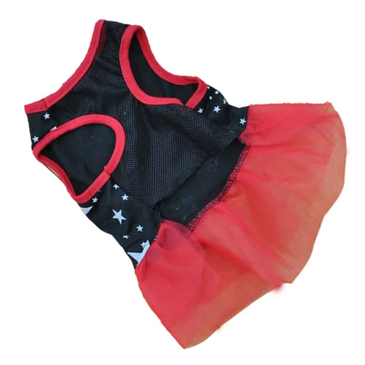 Черная красная летняя одежда для собак летнее платье в горошек со звездами