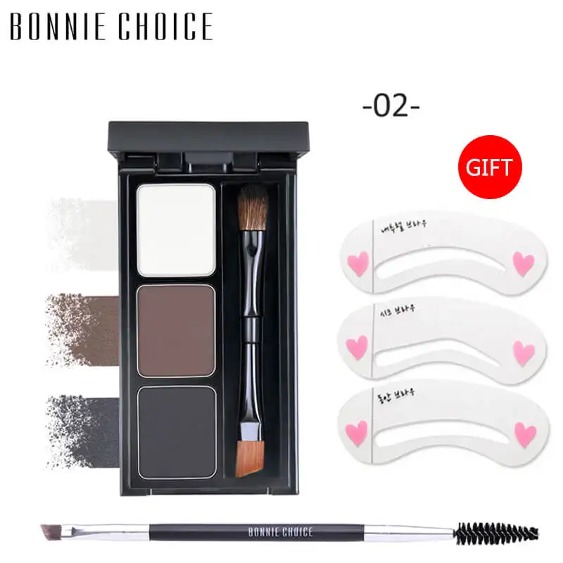set 5 Bonnie Choice, 3 цвета, усилитель бровей, пудра, натуральный, водонепроницаемый, палитра для бровей, кисть, стойкий макияж, усилитель бровей - Цвет: set 5