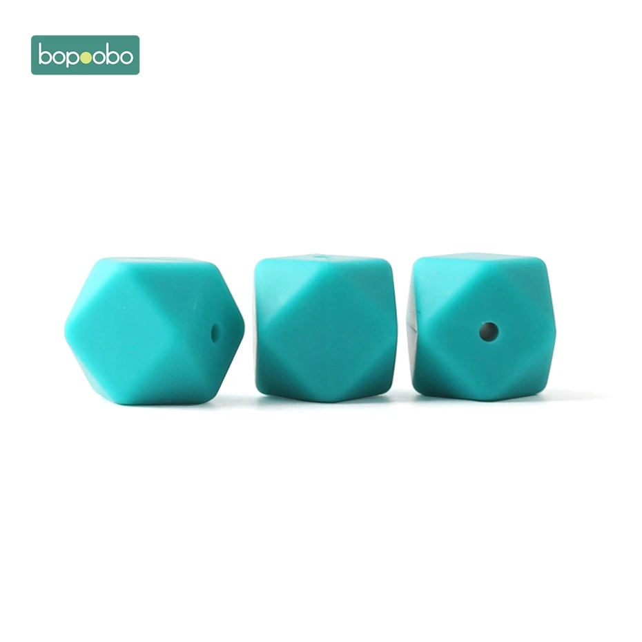 Turquoise Bopoobo 100 шт 17 мм Силиконовые шестигранные шарики силиконовые Детские Прорезыватели силиконовые бусины для ожерелья безопасные игрушки силиконовые крошечные стержни - Цвет: Turquoise