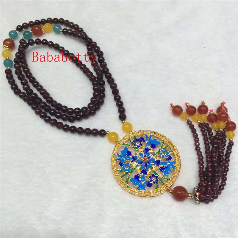 Ожерелье ручной вязки из натурального винного Красного камня цепочка для