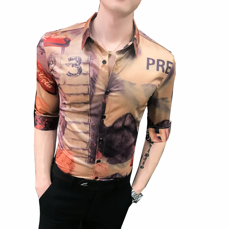 Летние мужские модные рубашки с принтом для Мужская рубашка Гавайский Camisa Hombre
