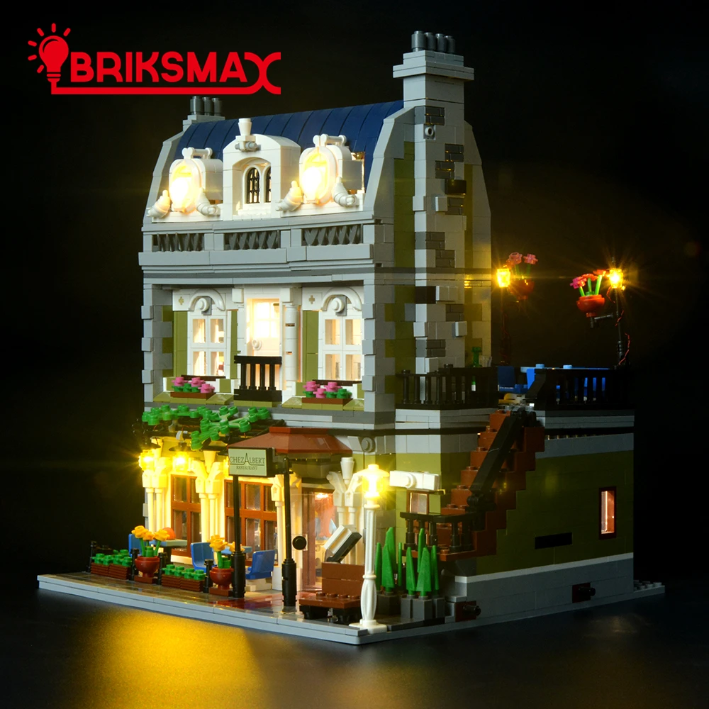 BriksMax светодиодный комплект освещения для Creator Expert City Street Конструктор "Парижский ресторан" строительные блоки световой набор совместим с 10243