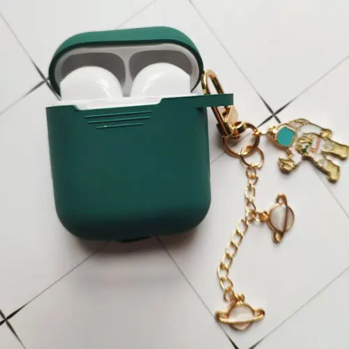 normal case D green Роскошный силиконовый чехол для космонавта, космонавта, для Apple, аксессуары для airpods, чехол, защитная крышка, коробка, Bluetooth, чехол для наушников, кольцо для ключей - Цвет: normal case D green