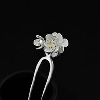 925 sterling silver hairpin fake flowers chinese handmade jewelry ethnic hair pins gift box women hair stick