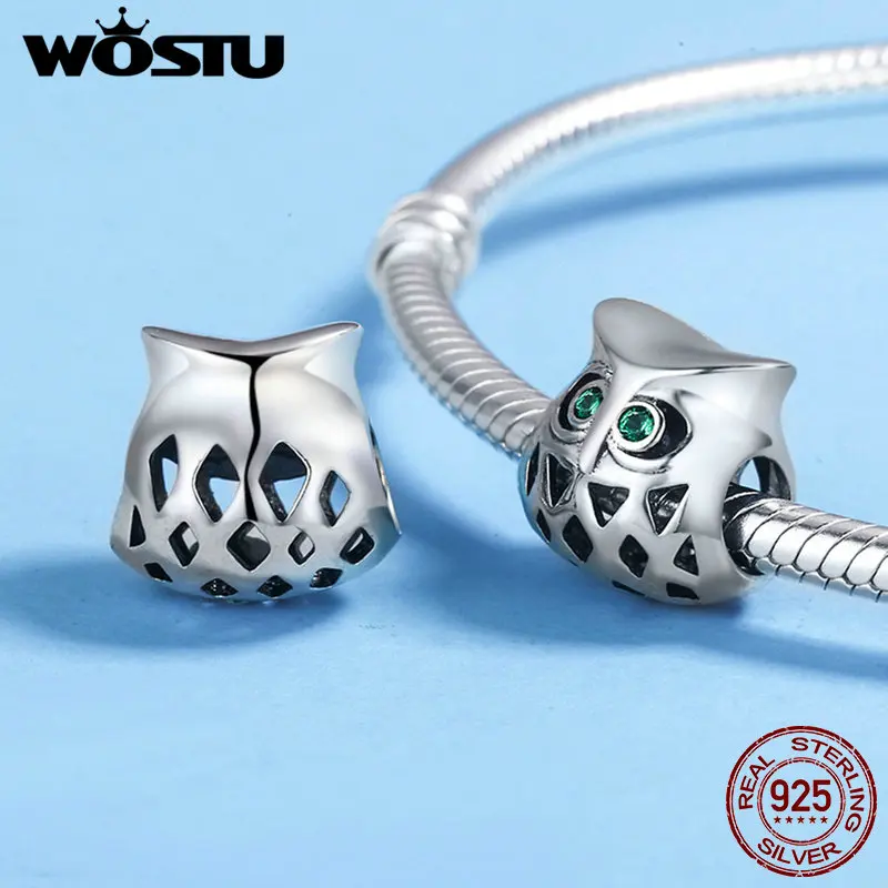 WOSTU/Новинка 925 пробы серебряный с милой совой ажурные бусины в виде животных