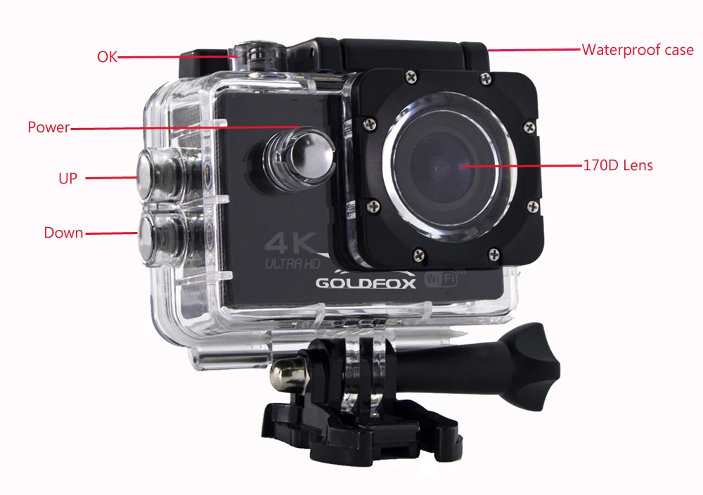 GoldFox H9 стиль 4 K/30FPS Wifi 1080P 60FPS 170D Спортивная камера мини DV видеокамера Go Водонепроницаемая профессиональная камера для фото