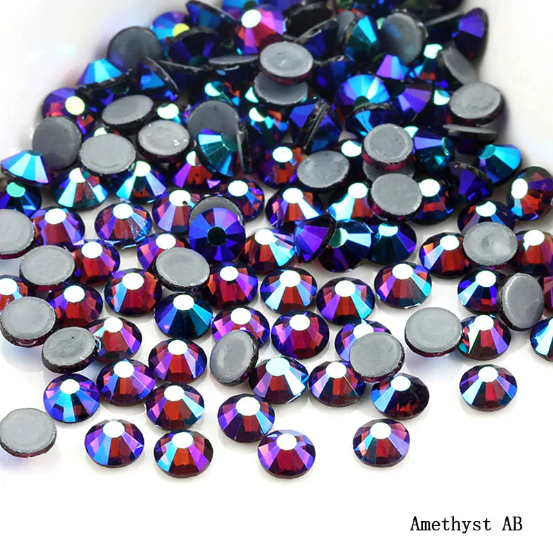 Amethyst AB SS6-SS30 Многоцветный Кристалл AB горячей фиксации горный хрусталь супер блестящие стразы клейкие Стразы для дизайна ногтей ткань одежды - Цвет: Amethyst AB