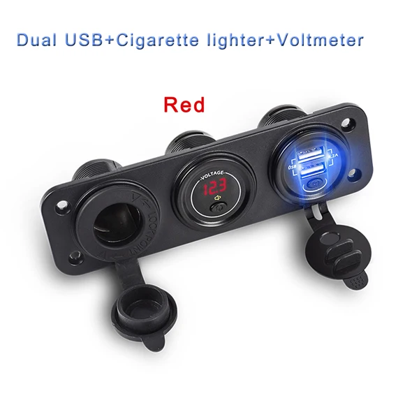 Обновление 12 V-24 V Dual USB Автомобильное зарядное устройство Зарядное устройство+ прикуриватель+ Вольтметр Автомобильный USB розетка с независимыми вкл/выкл 2,1+ 2.1A авто зарядное устройство для Зарядное устройство - Название цвета: 3 Port Red