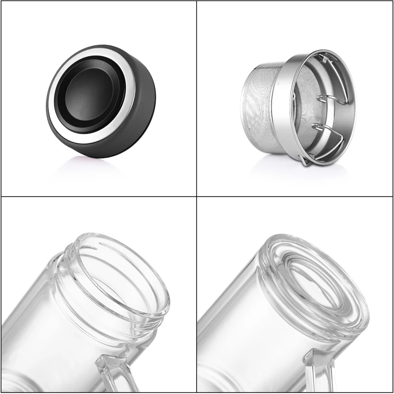 380 мл портативная стеклянная чашка с двойными стенками термостойкая кружка