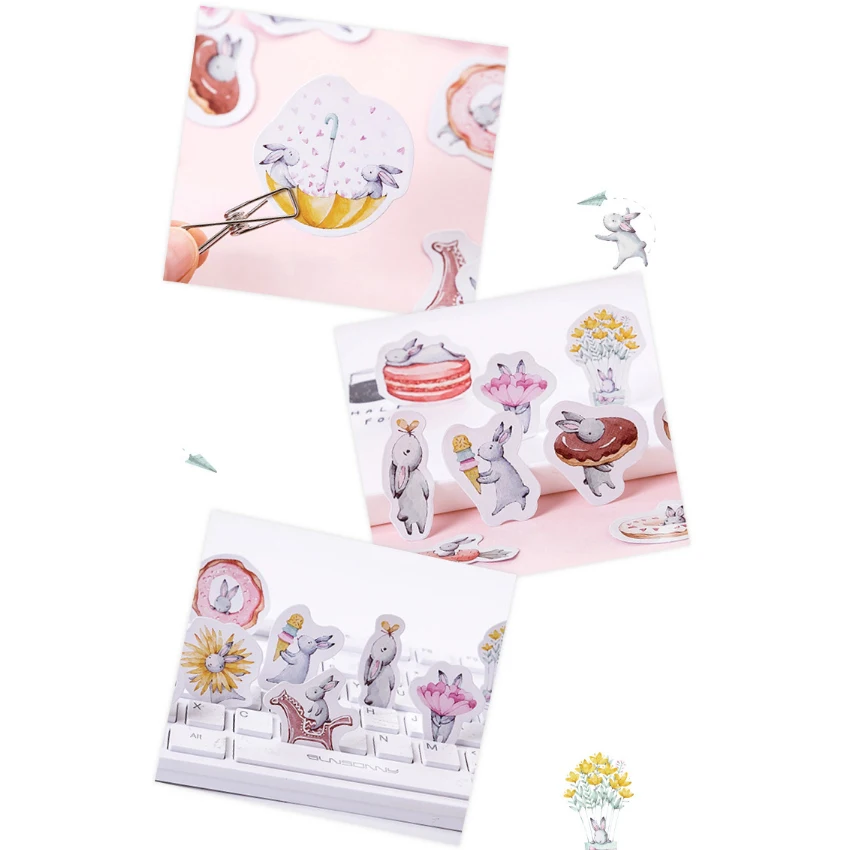 45 шт./кор. Kawaii месяц заяц бумажные стикеры для дневника Декор DIY Скрапбукинг Стикеры