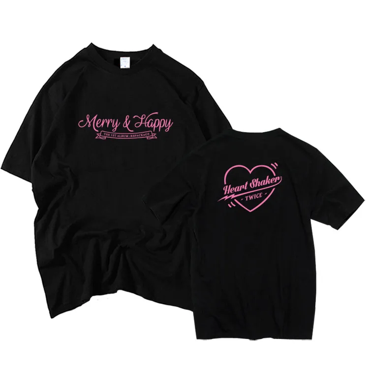 Футболка с круглым вырезом и коротким рукавом принтом сердец | Женская одежда