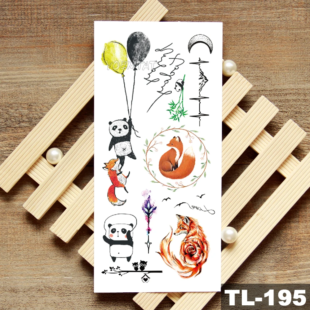 Панды Львы Маленькие животные Водонепроницаемые временные татуировки Кошки Слоны Вспышка татуировки на теле Искусство фейковых рук татуировок женщин.