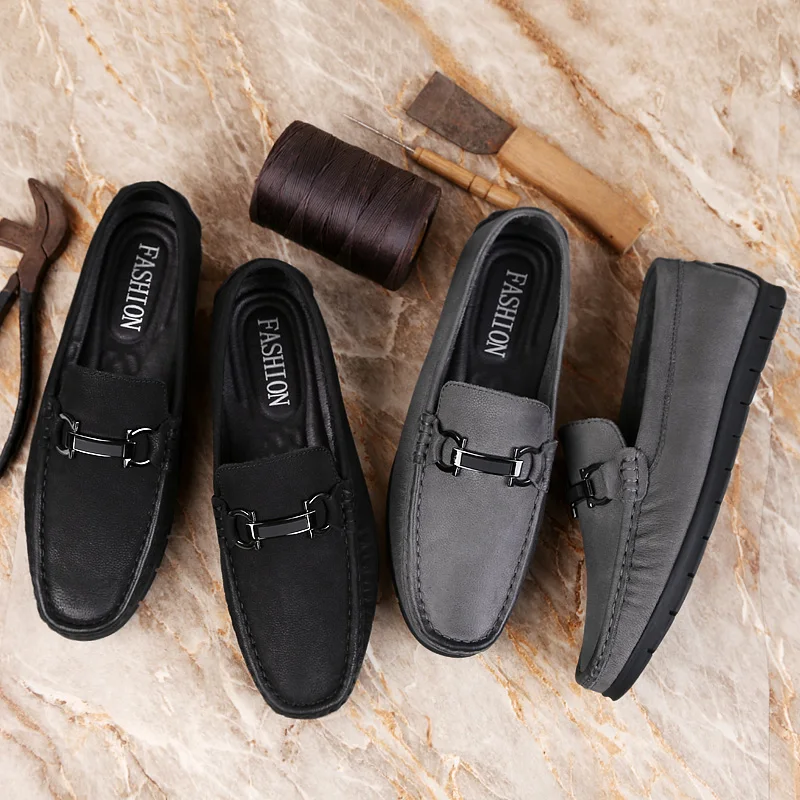 Loafers Slip-On Breathable Casual Shoes Men Soft Moccasins High Quality Genuine Leather Driving Zapatos Big Size 36-46 | Обувь