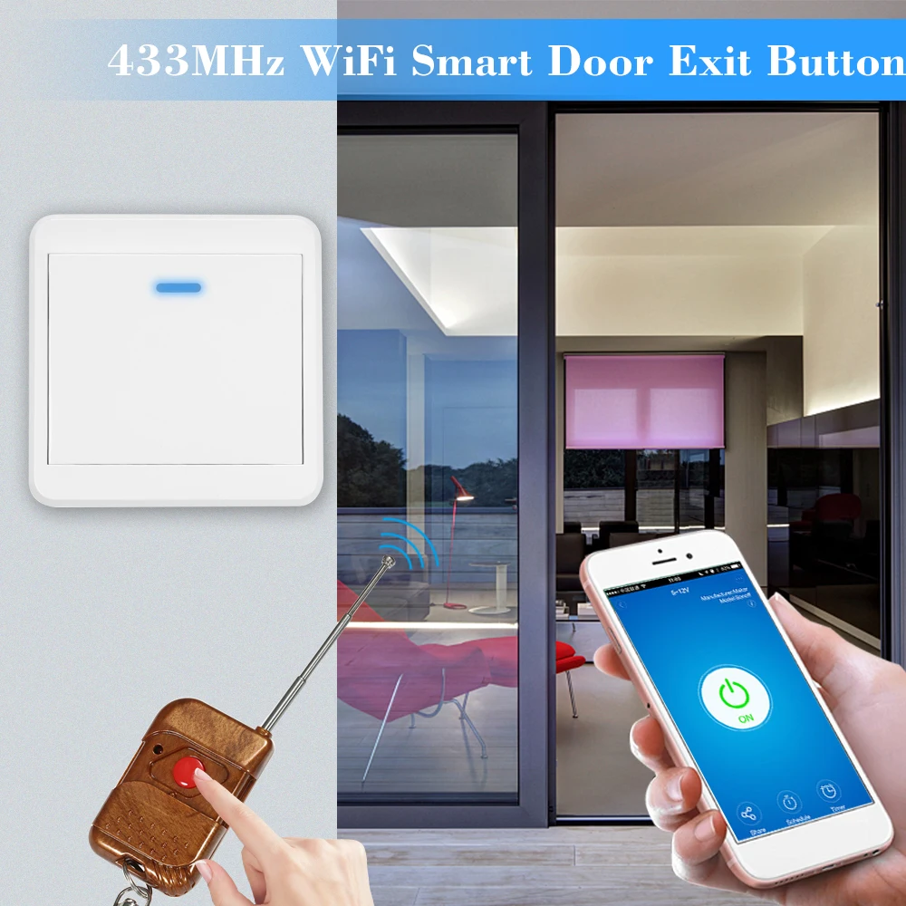 EWeLink Wi Fi 433 mhzкнопка выхода двери Беспроводной Выключатель электронный дверной
