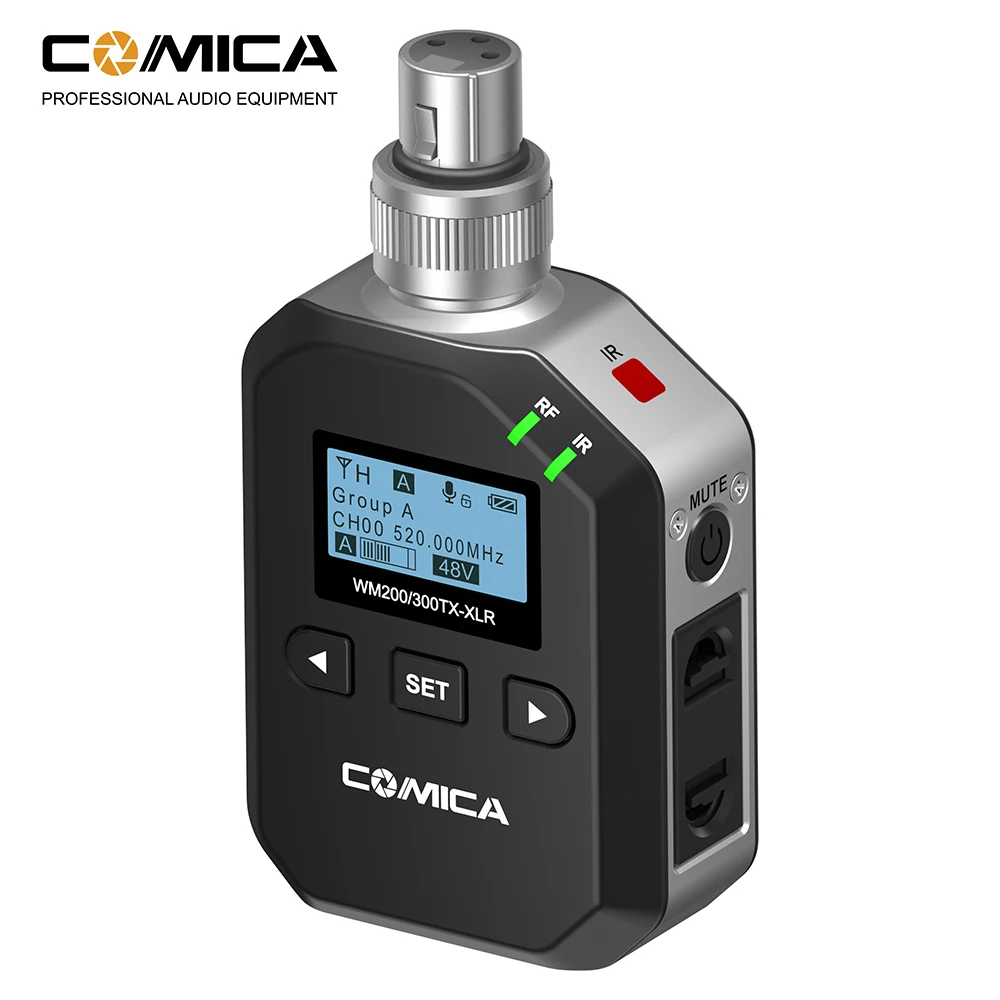 Металлический беспроводной микрофон CoMica 96 каналов с интерфейсом UHF Cannon
