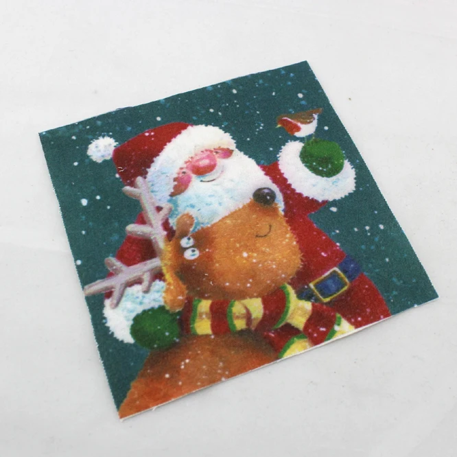 Акция! Хлопковая льняная ткань с принтом рождественского оленя и Санта Клауса