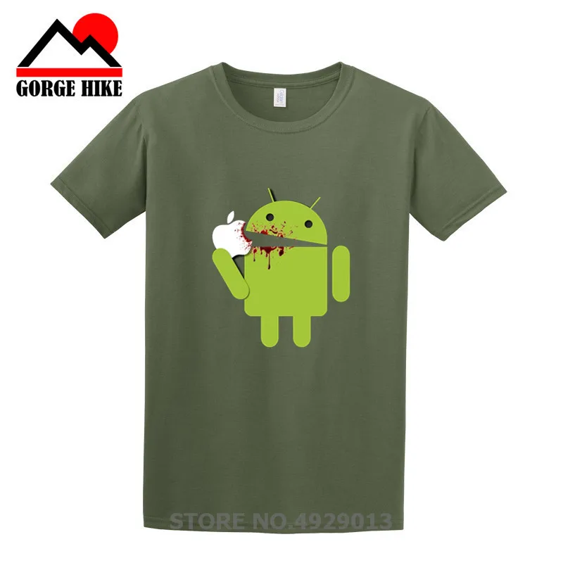 2019Hot брендовые Забавные топы Android Eating Apple дизайнерские футболки с логотипом