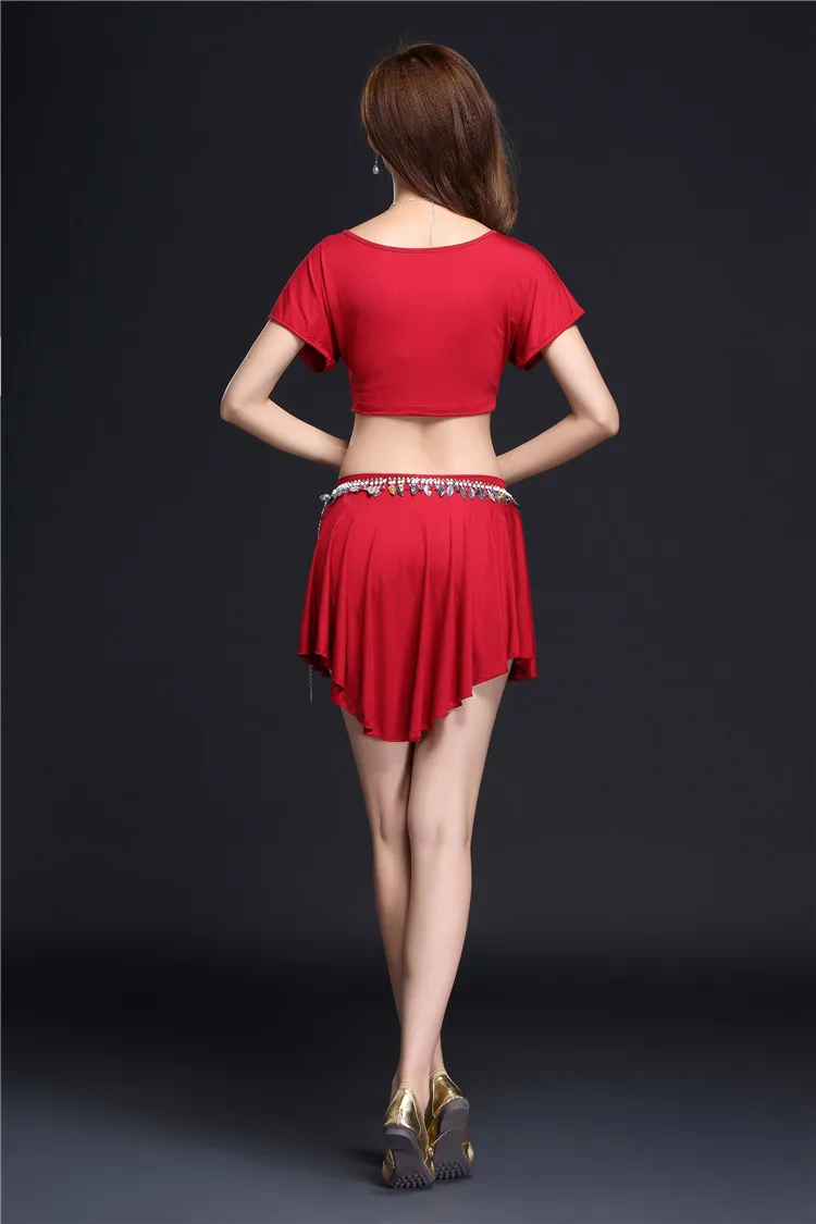 NEW Women Belly Dance Costume Practice Wear Oriental Bollywood Dancing Dress Top Skirt Belt Set Dance Wear Sexy For Adult
