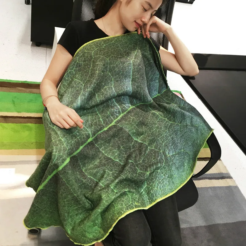 Фланелевое мягкое одеяло в виде листьев растений 1 шт. плюшевое с