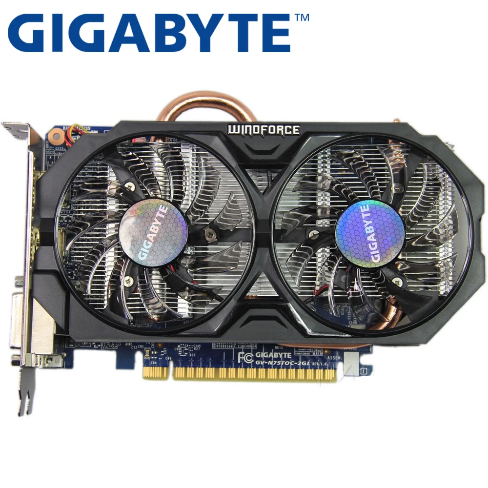 Видеокарта GIGABYTE Оригинал GTX 750 Ti 2 Гб 128 бит GDDR5 видеокарты для nVIDIA Geforce 750Ti Hdmi Dvi б/у VGA