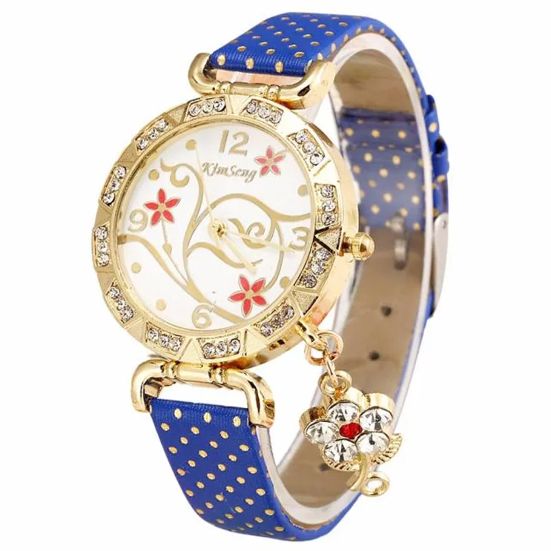 Синий Montre Femme, женские часы, новая мода, кожаный ремешок, браслет, часы, Роскошные, стразы, подвеска, женские наручные часы, новые Relojes# W - Цвет: Синий