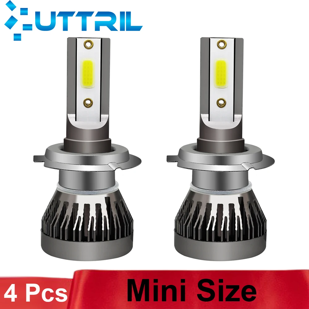 Uttril 4 шт. автомобильные фары H7 LED H4 светодиодные лампы H1 H8 H9 H11 9005 HB3 9006 HB4 Lampada 6000 лм K