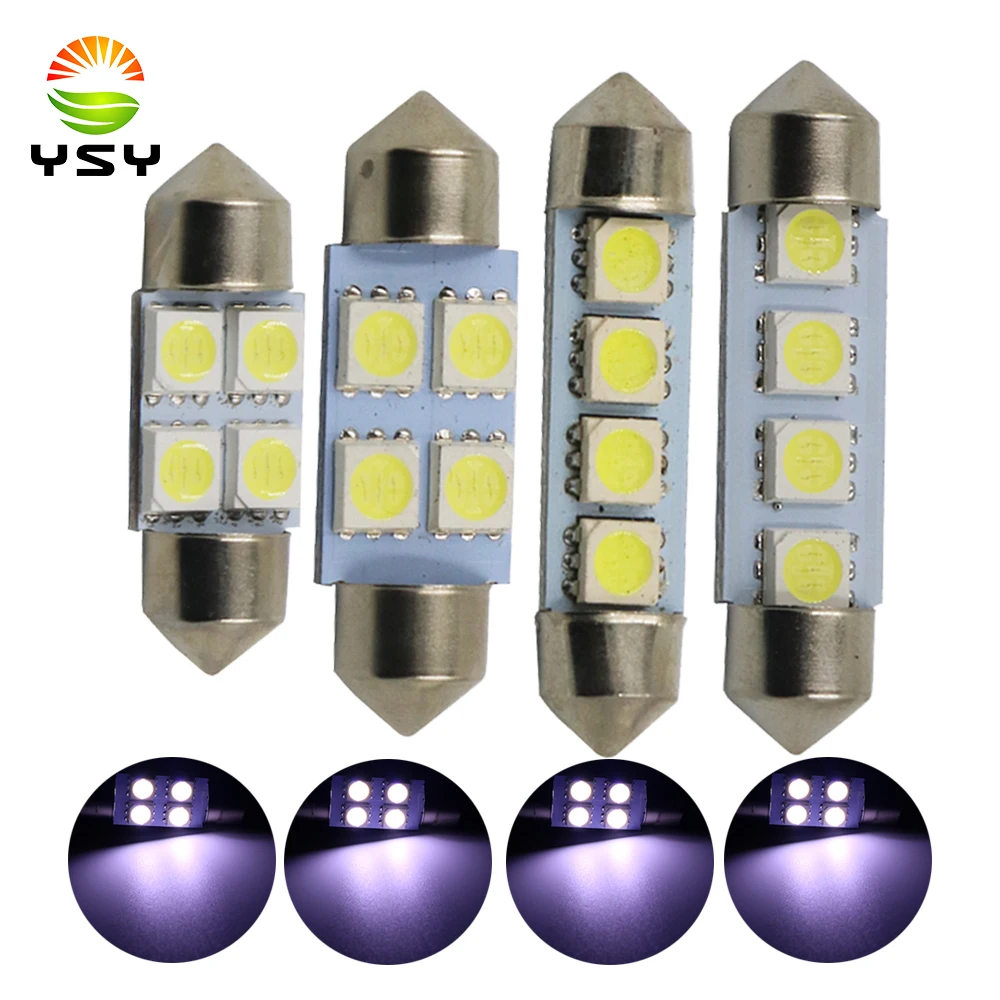 YSY 100 шт. белый 31 36 39 41 мм 5050 SMD 4 светодиодный лампочка DC12V авто C5W Интерьер Купол