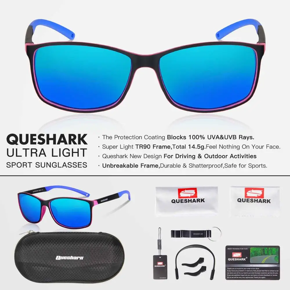 QUESHARK TR90, гибкая оправа, поляризационные очки для рыбалки, Uv400, походные, для кемпинга, катания на лыжах, квадратные очки, спортивные, рыболовные солнцезащитные очки - Цвет: BPL